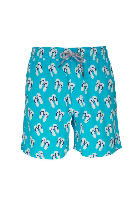 Tom & Teddy - Flip Flop Scuba Blue Swim Trunks