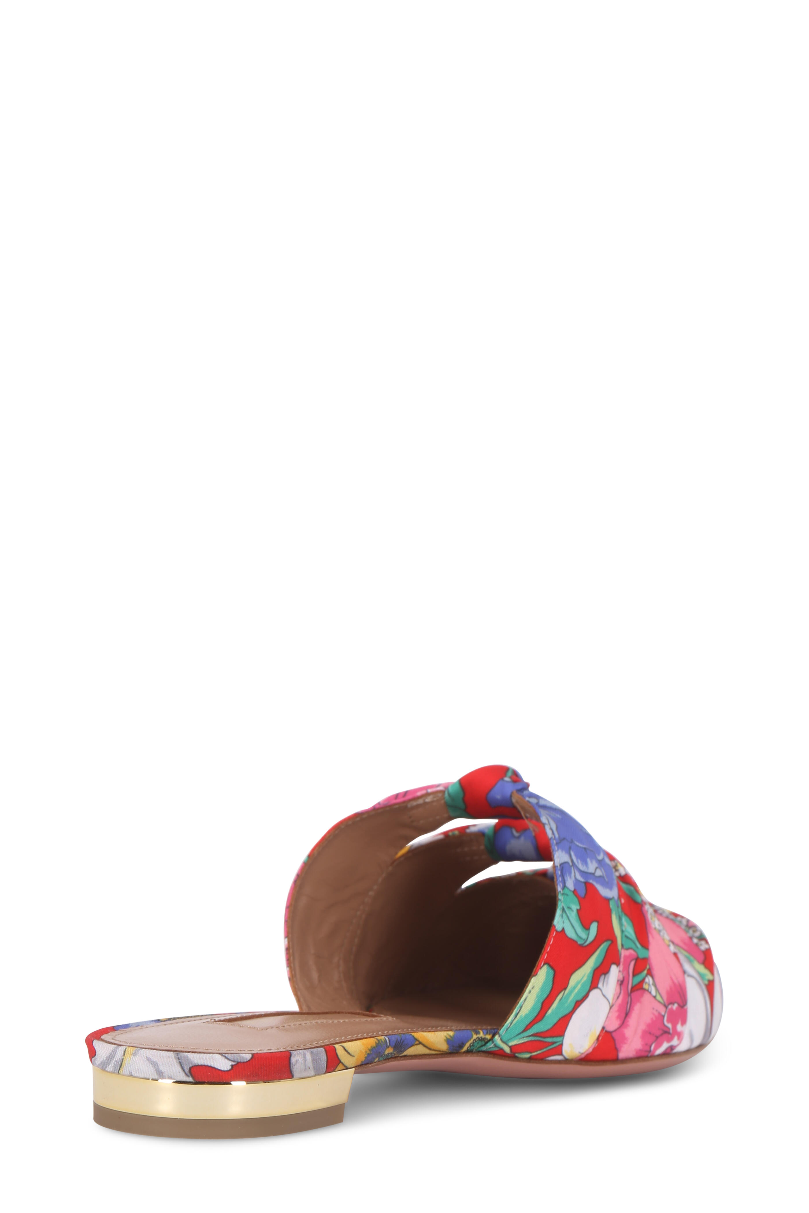 Aquazzura - Mondaine Denim & Garden Party Flat Mule