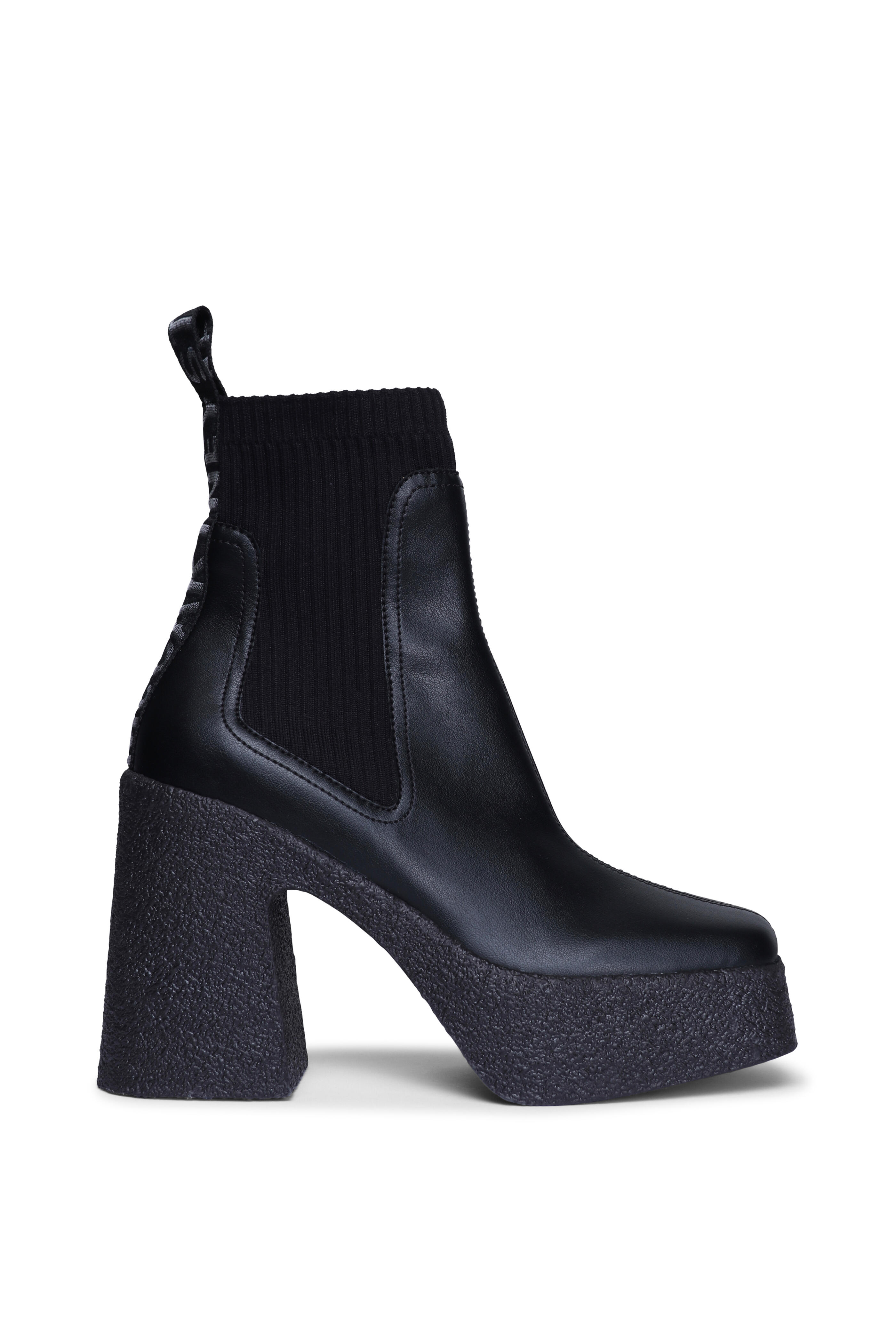 Stella McCartney - Skyla Black Vegan Leather Heeled Sock Boot