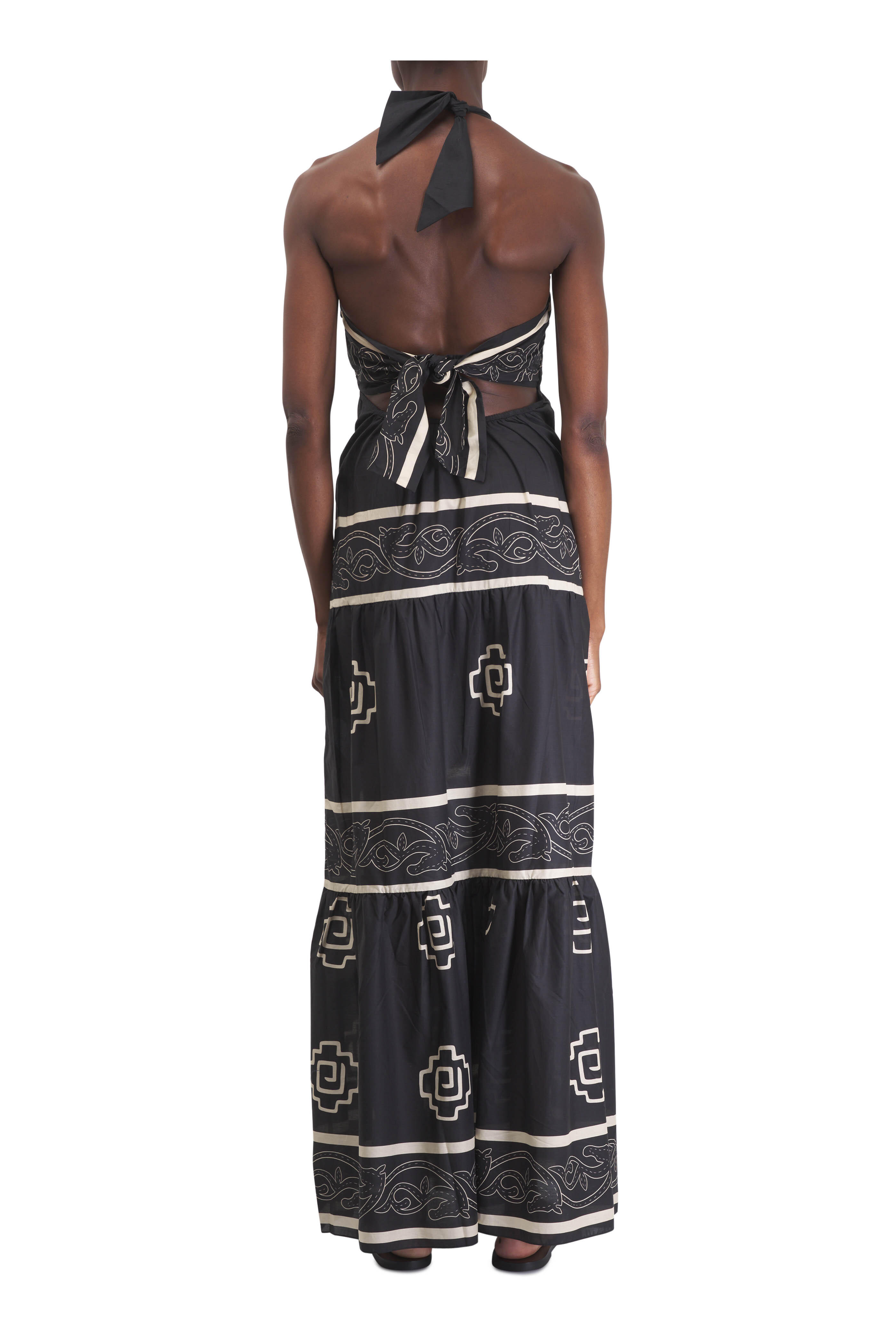 Johanna Ortiz - Orilla Del Mar Black & Ecru Maxi Dress
