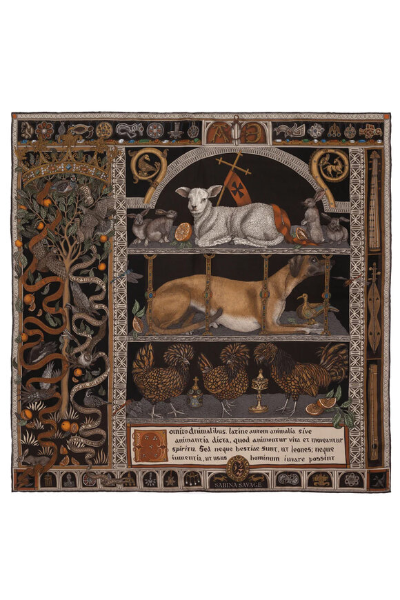 Sabina Savage Faithful Lamb Slate Fog Silk Twill Scarf 90