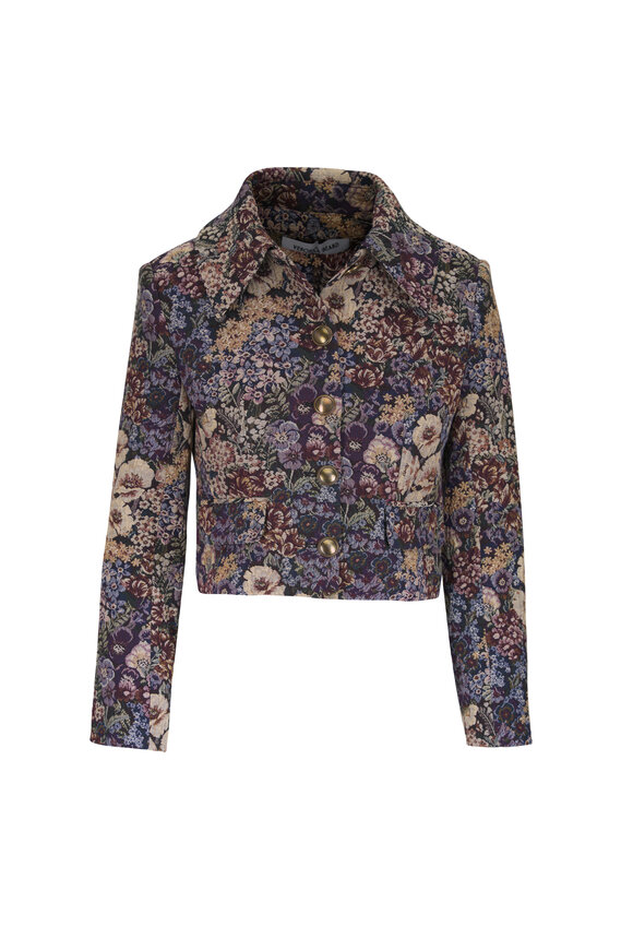 Veronica Beard Wilde Dark Eggplant Multicolor Brocade Jacket - view 1