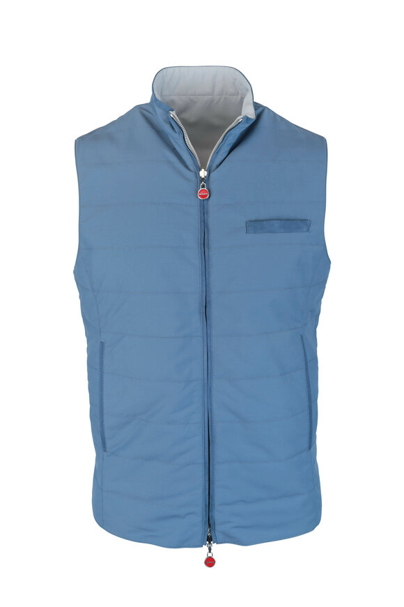 Kiton - Blue & Gray Reversible Wool Blend Vest 