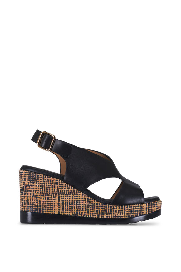 Ron White Dacota Onyx Leather Wedge Sandal, 80mm - view 2
