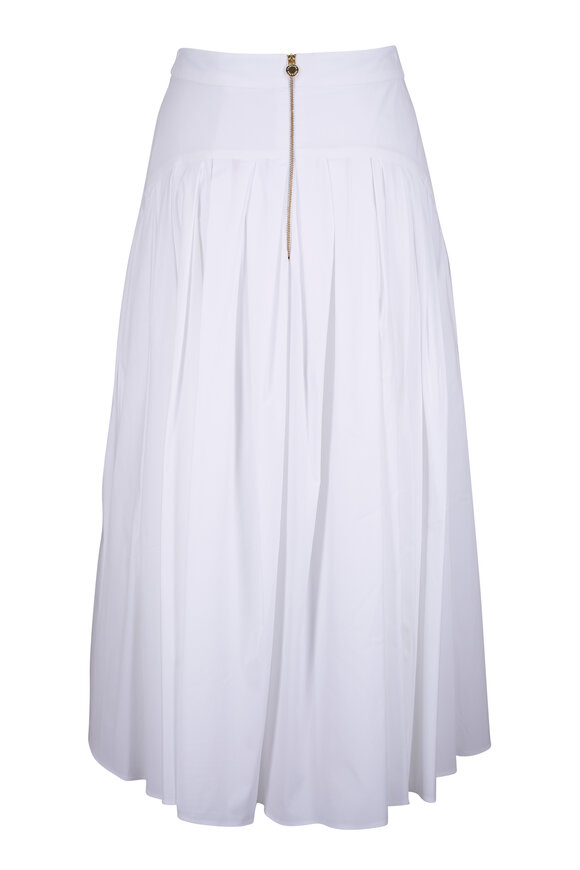 Carolina Herrera White Drop Waist Pleated Midi Skirt - view 5