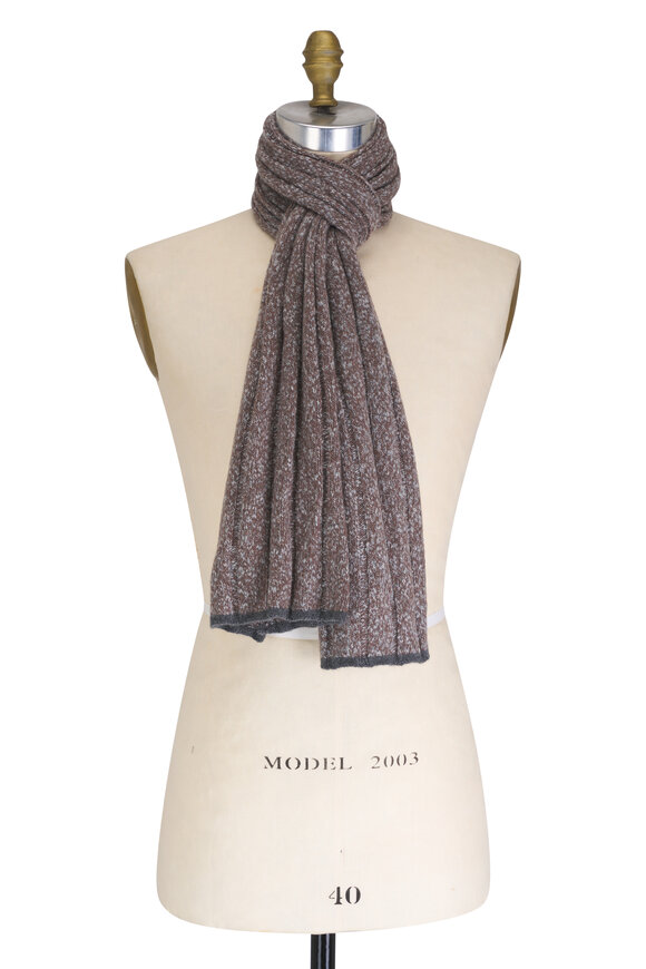 Brunello Cucinelli Brown Lambs Wool & Cashmere Scarf 