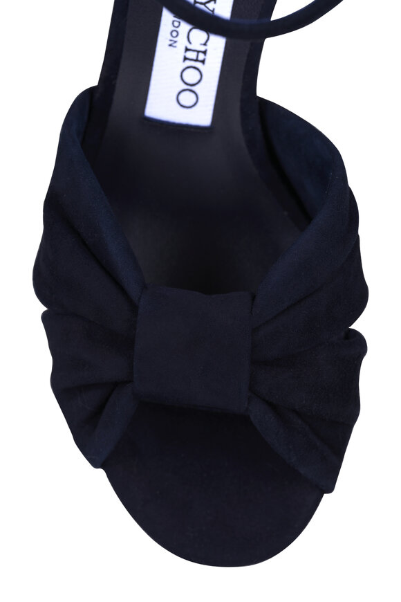 Jimmy Choo Heloise Navy Blue Suede Sandal, 80mm - view 5