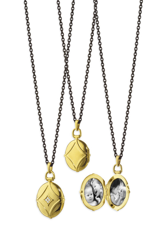 Monica Rich Kosann - Yellow Gold Petite Geometric Diamond Locket