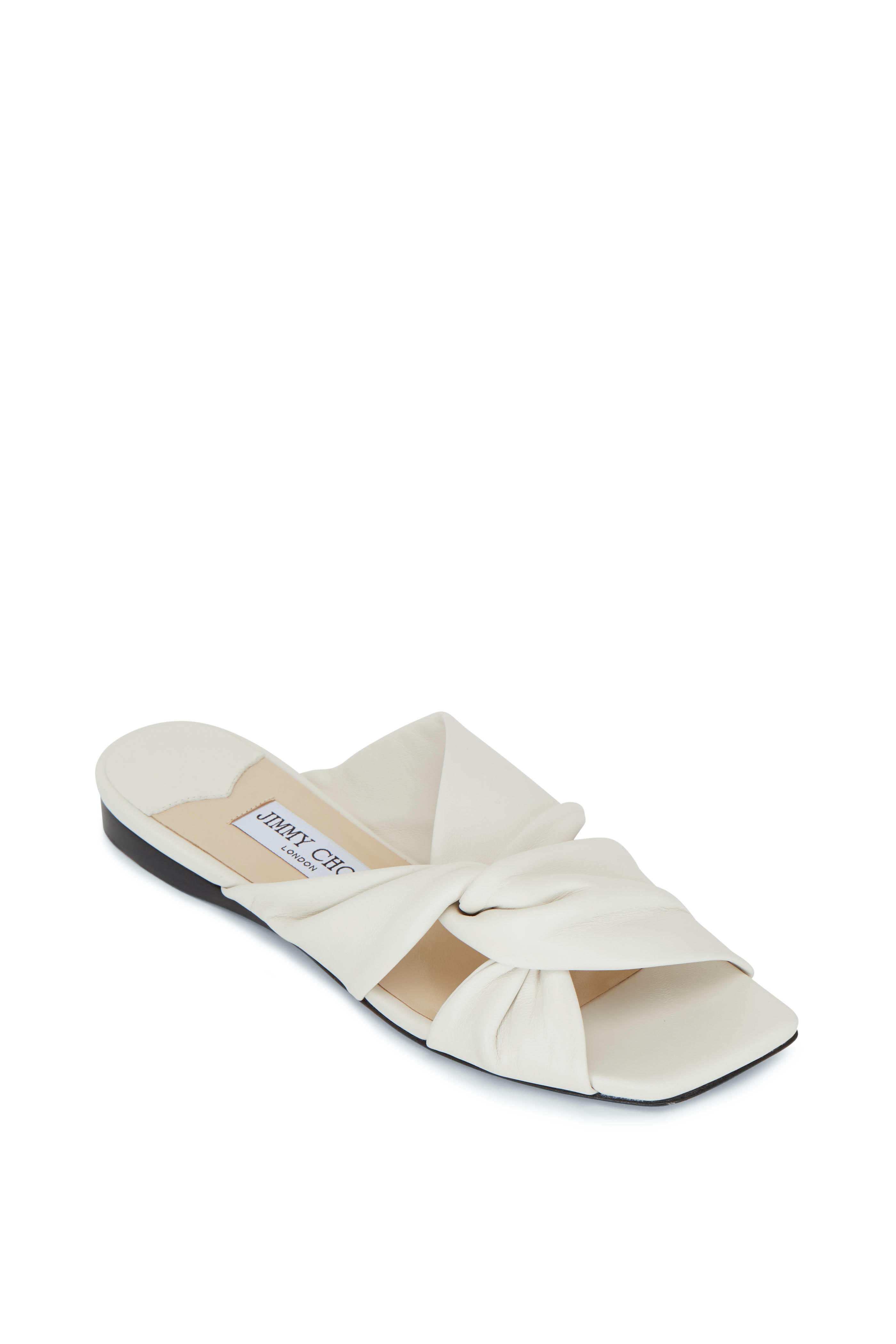 送料無料★Jimmy Choo NARISA サテン フラットシューズ LATTE Jimmy Choo - Narisa Latte Napa Leather Flat Slide