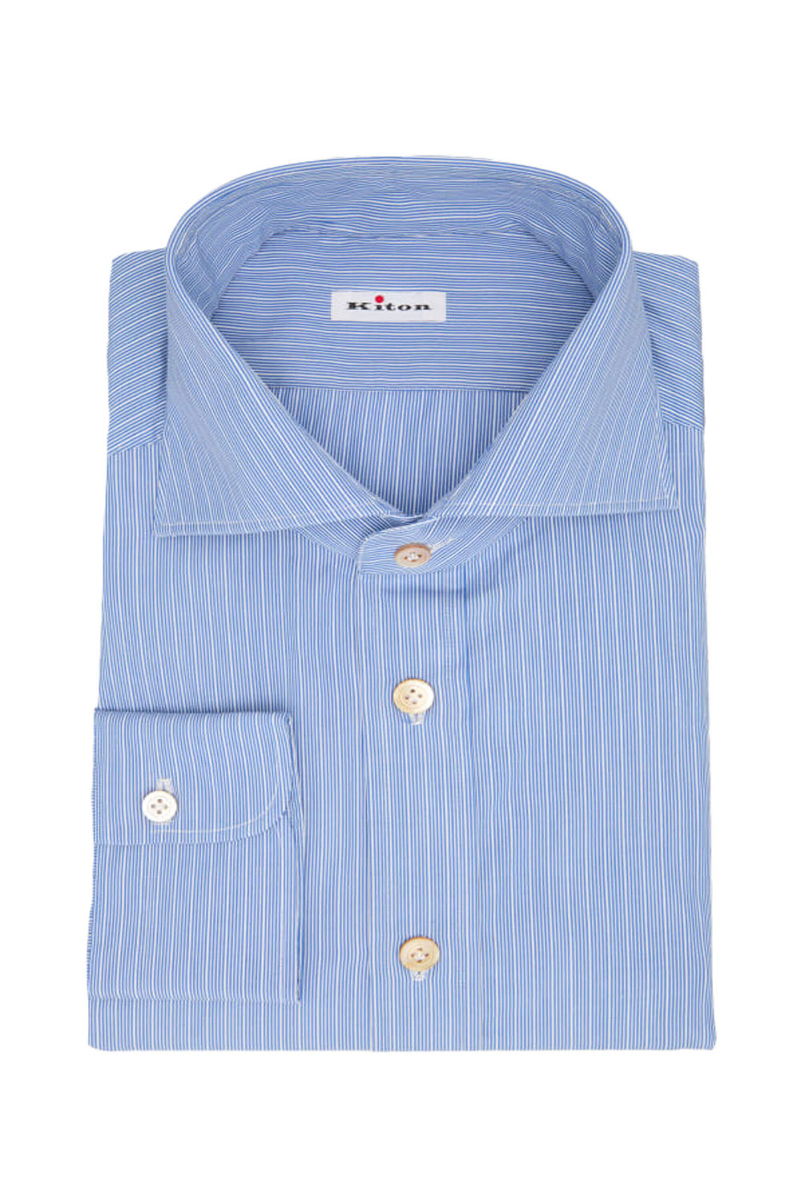 Kiton - Blue and White Micro Stripe Sportshirt