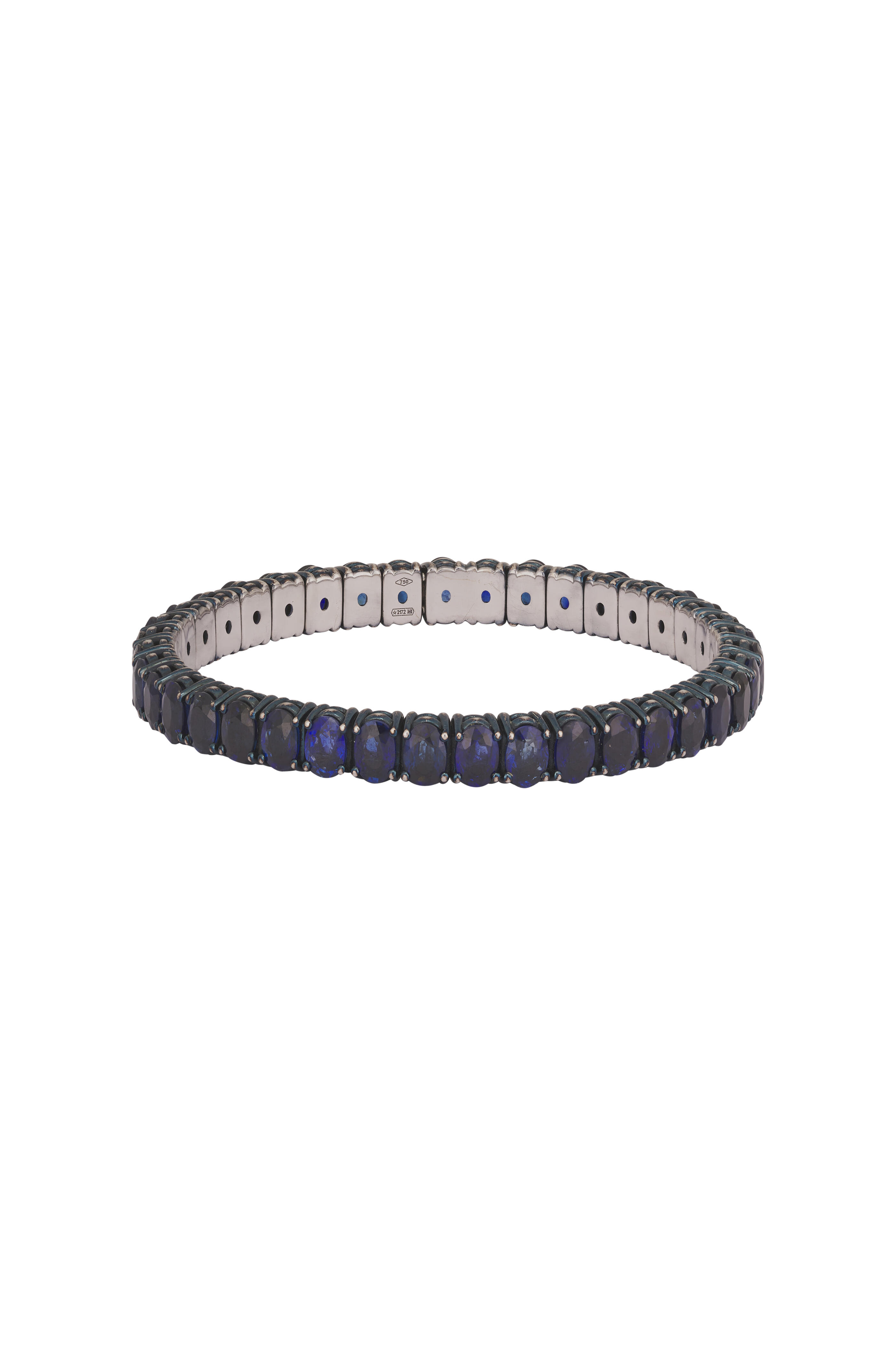 ZYDO - 18k White Gold Oval Cut Sapphire Stretch Bracelet - view 1