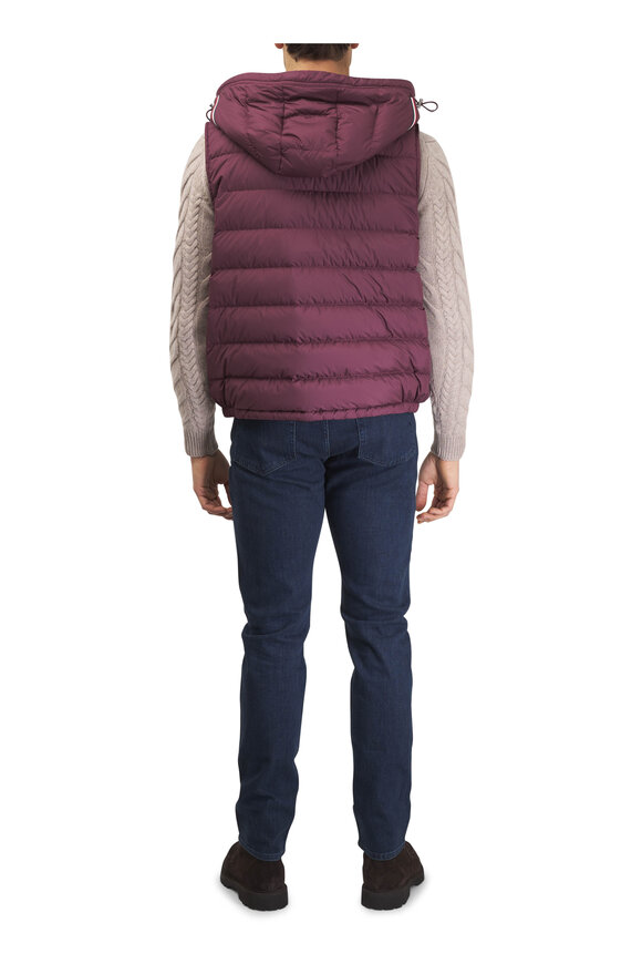 Moncler Burgundy Quilted Down Vest - view 4