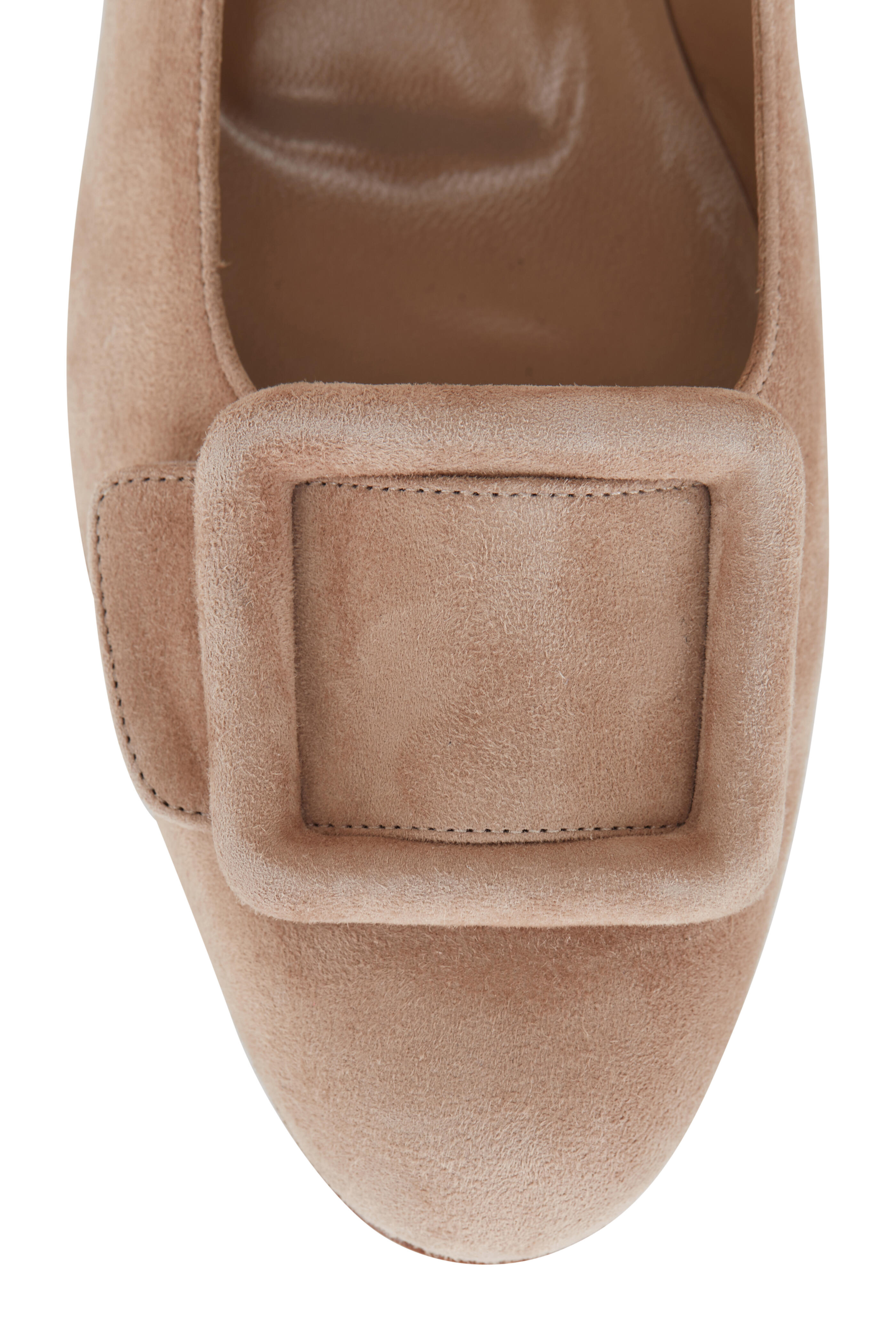 Manolo Blahnik - Maydi Nude Suede Buckle Ballet Flat