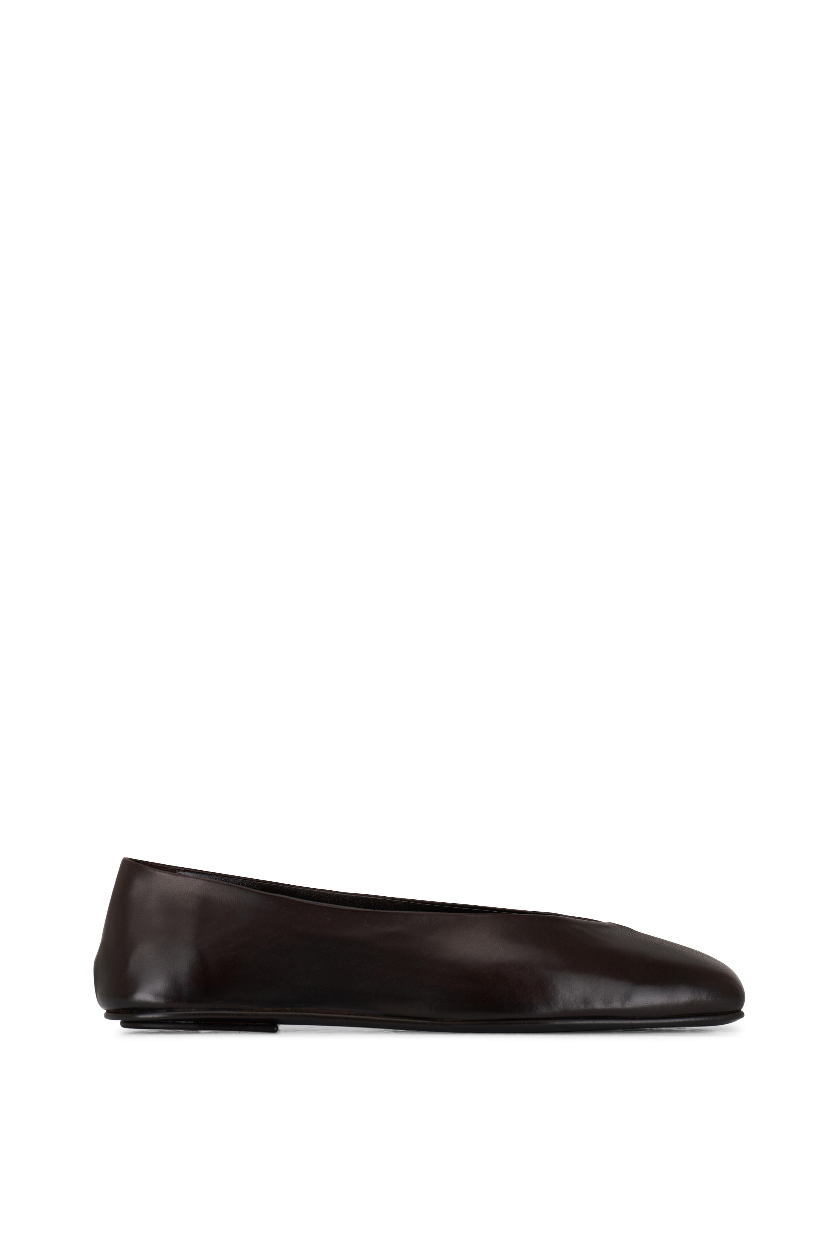 The Row Eva Two Dark Brown Leather Ballerina Flat