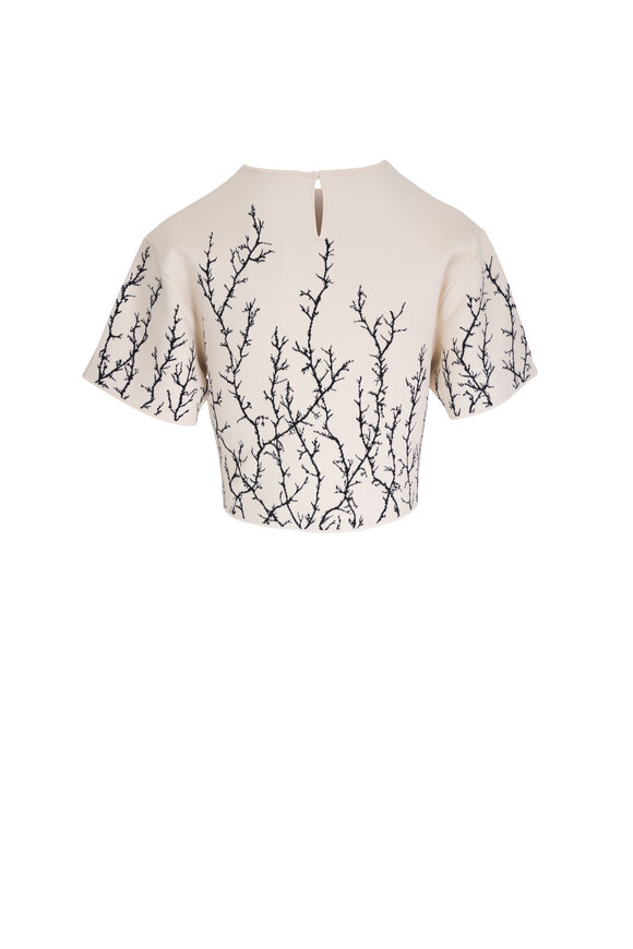 McQueen - Thorn Branches Ivory & Black Crop Top