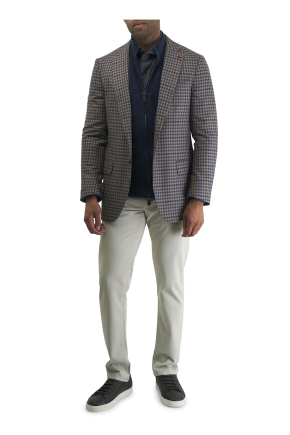 Isaia - Light Brown & Blue Check Sportcoat