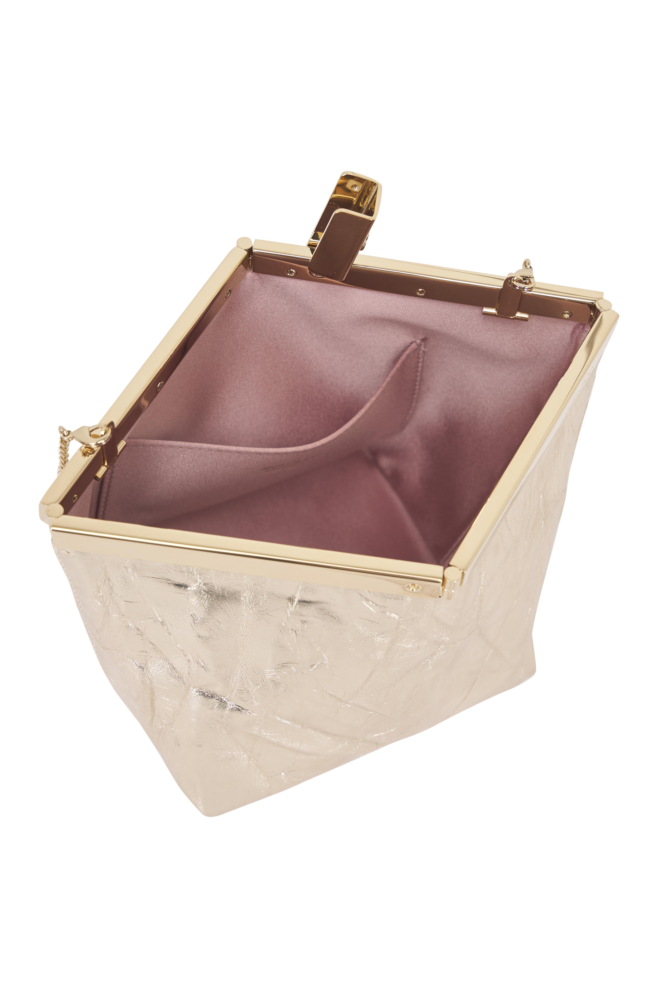 Jimmy Choo - Light Platinum Metallic Leather Chain Clutch