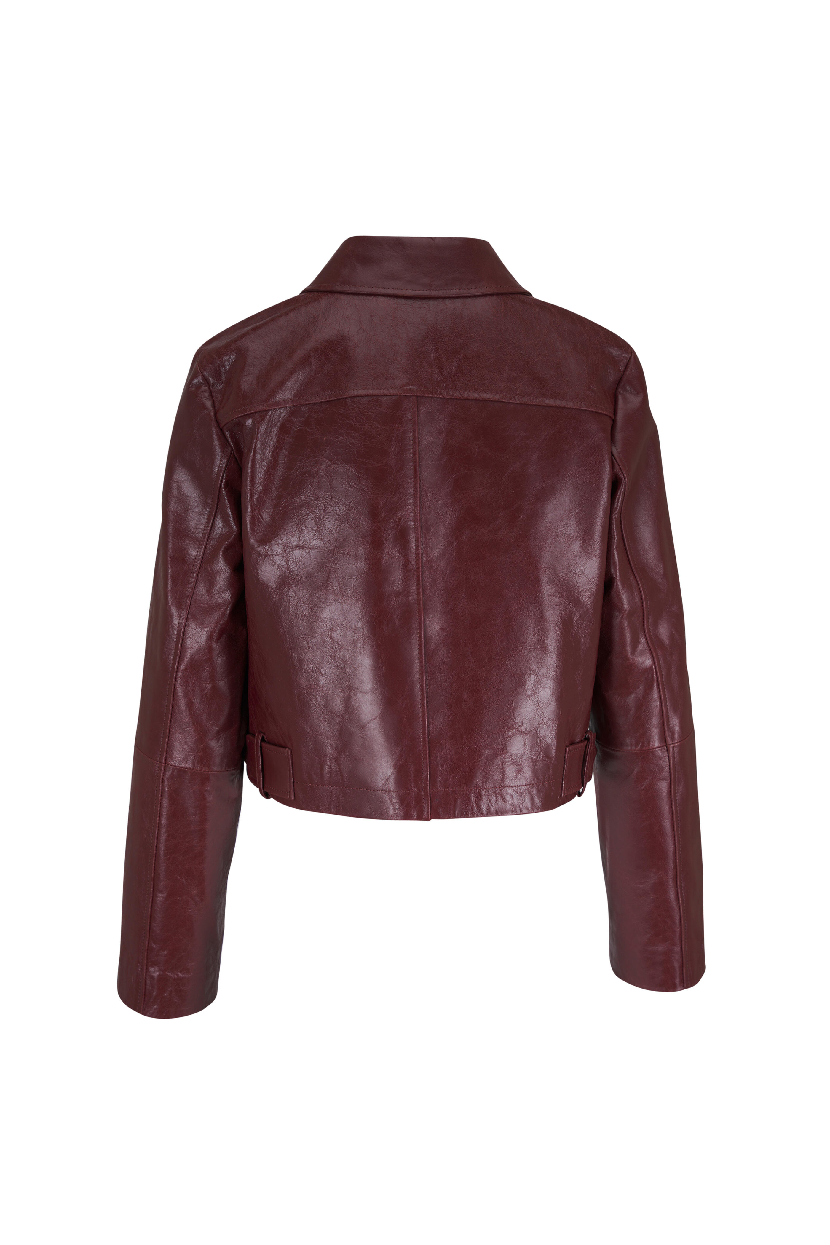 Dorothee Schumacher - Broken Shine Burgundy Cropped Leather Jacket