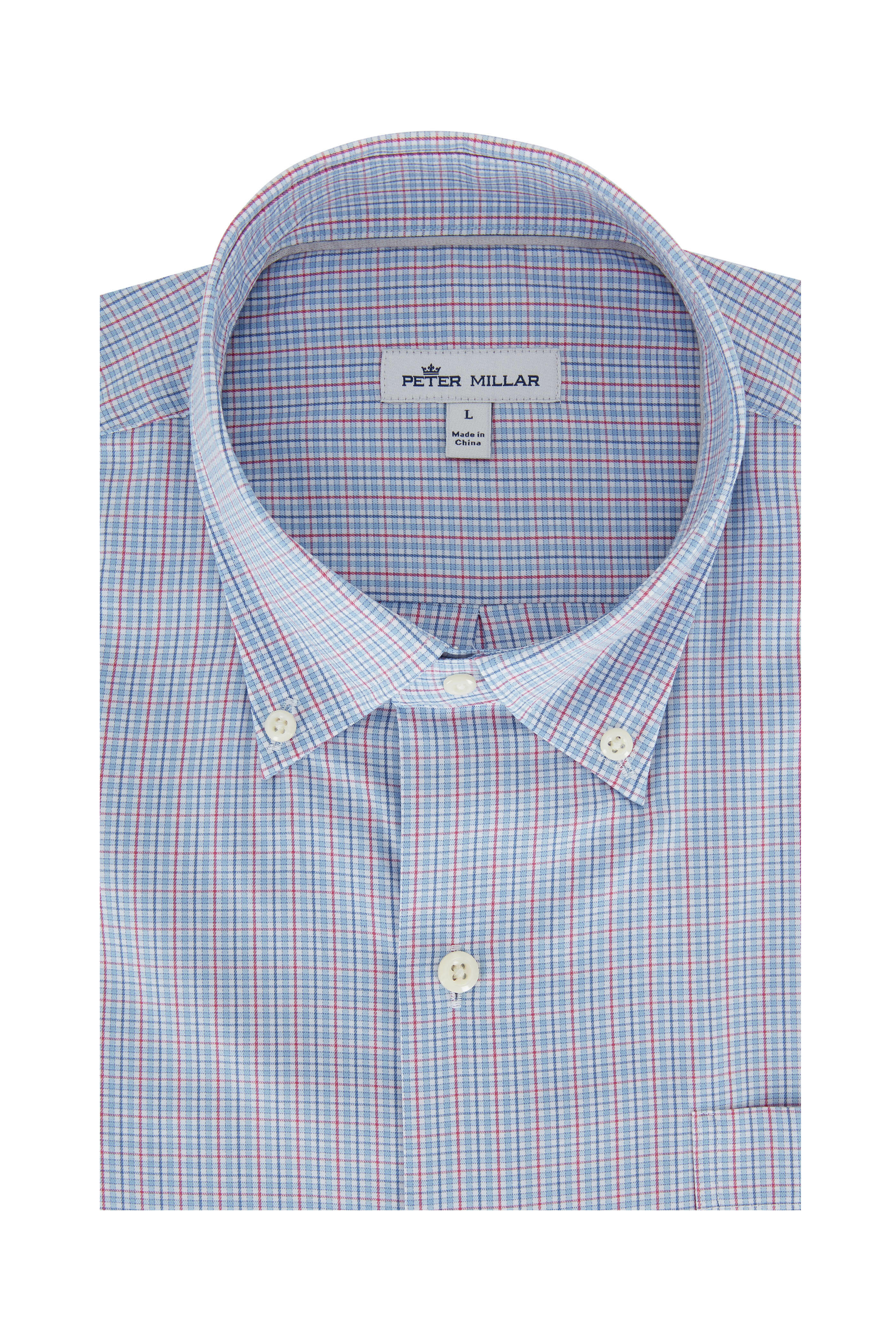 Peter Millar - Middlebury Light Blue Micro Check Sport Shirt
