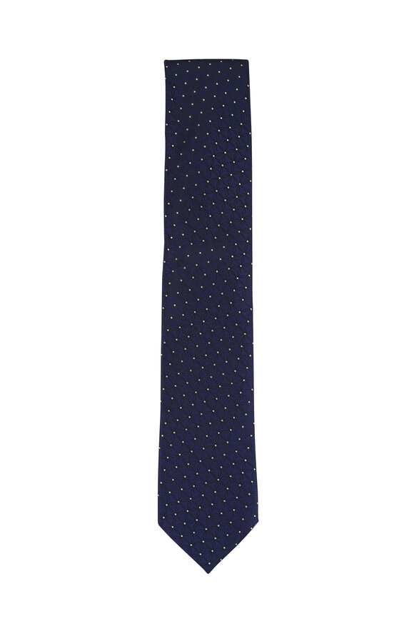 Zegna Navy Silk Jacquard Necktie - view 1