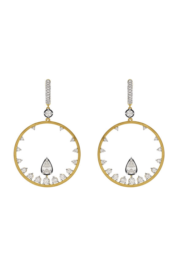 Mariani 18k Yellow Gold Round Diamond Drop Earrings