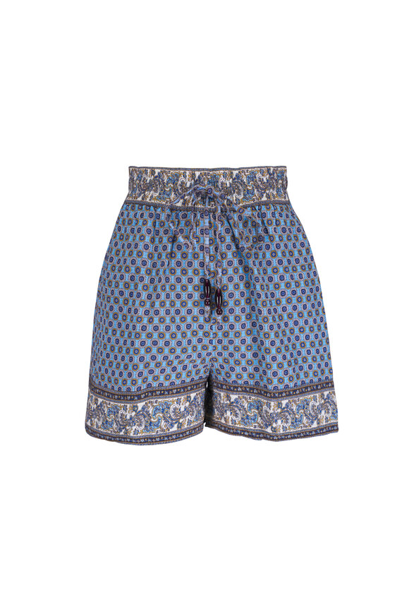 Veronica Beard Vilvaldi Blue Jay Multi Paisley Print Shorts