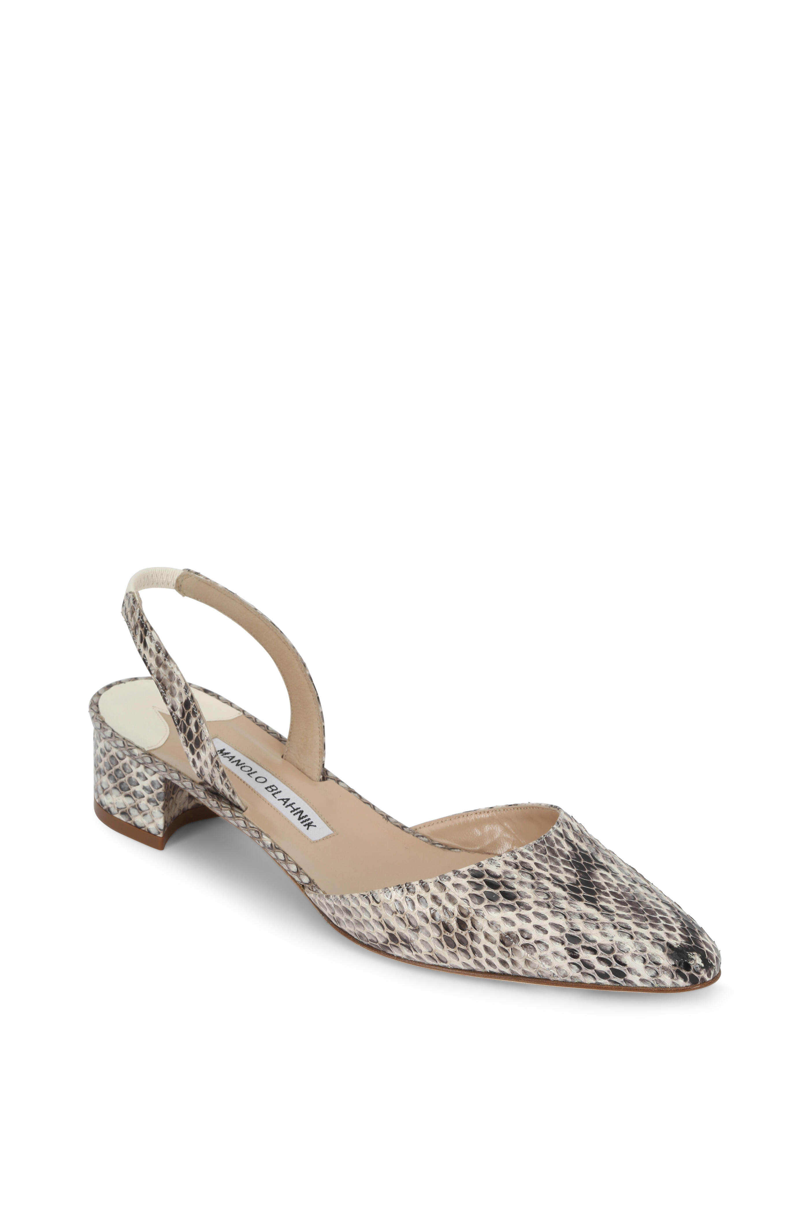 Manolo Blahnik - Aspro Natural Snakeskin Slingback, 30mm