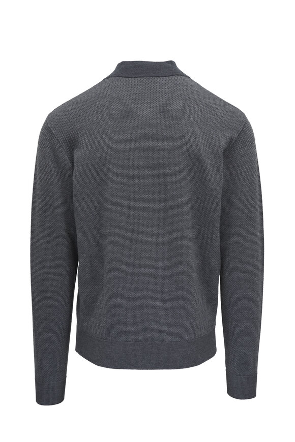 Peter Millar - Ashland Gray Jacquard Quarter Zip Pullover