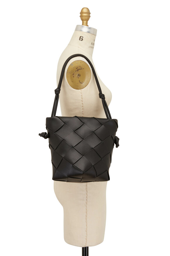 Bottega Veneta - Black Woven Leather Bucket Bag