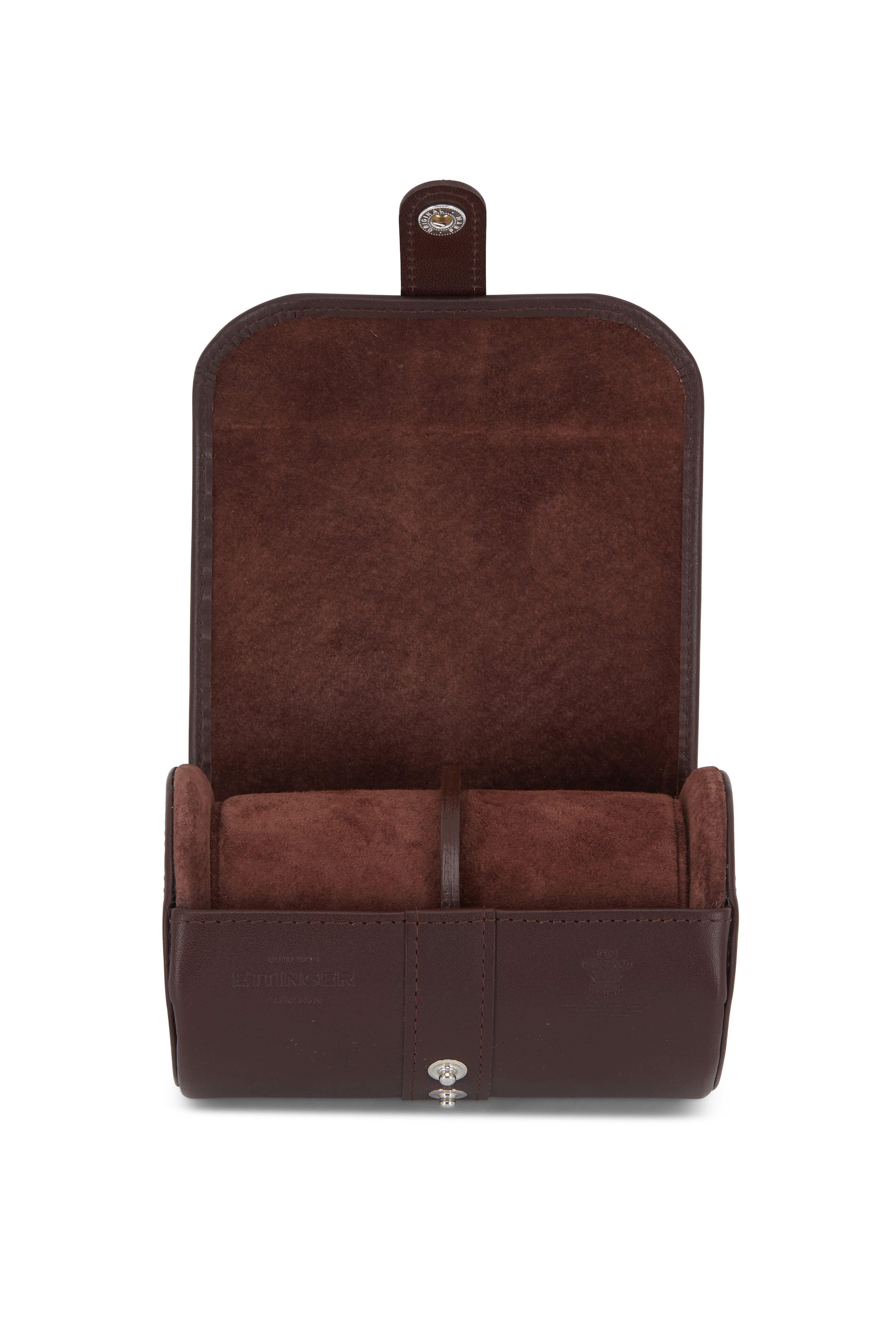 Chestnut Leather Double Watch Roll Small Leather