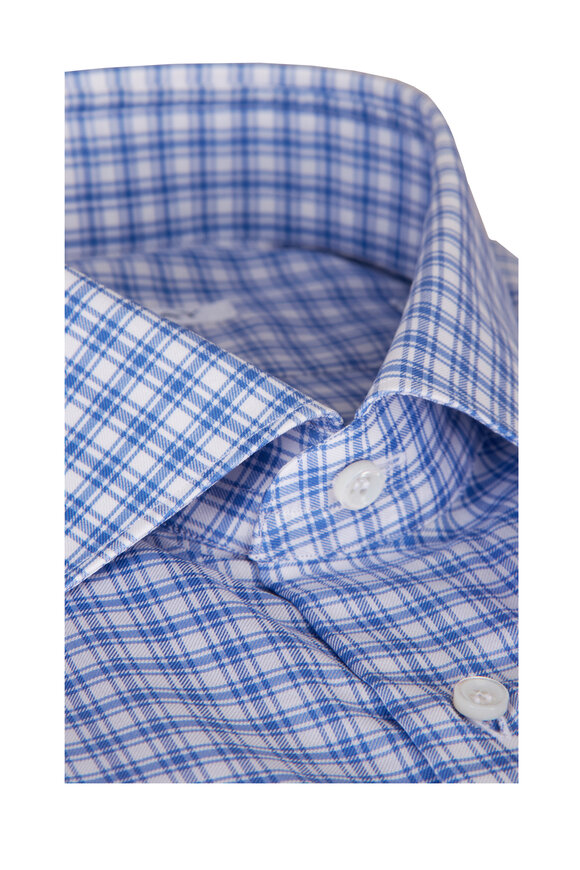 Fray Blue Plaid Cotton Dress Shirt - view 2
