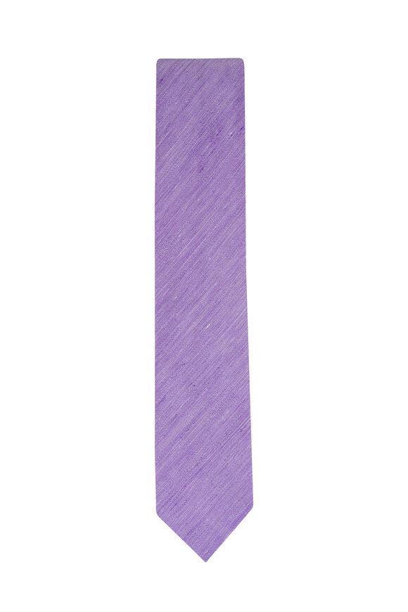 Eton Medium Purple Woven Linen & Silk Necktie - view 1