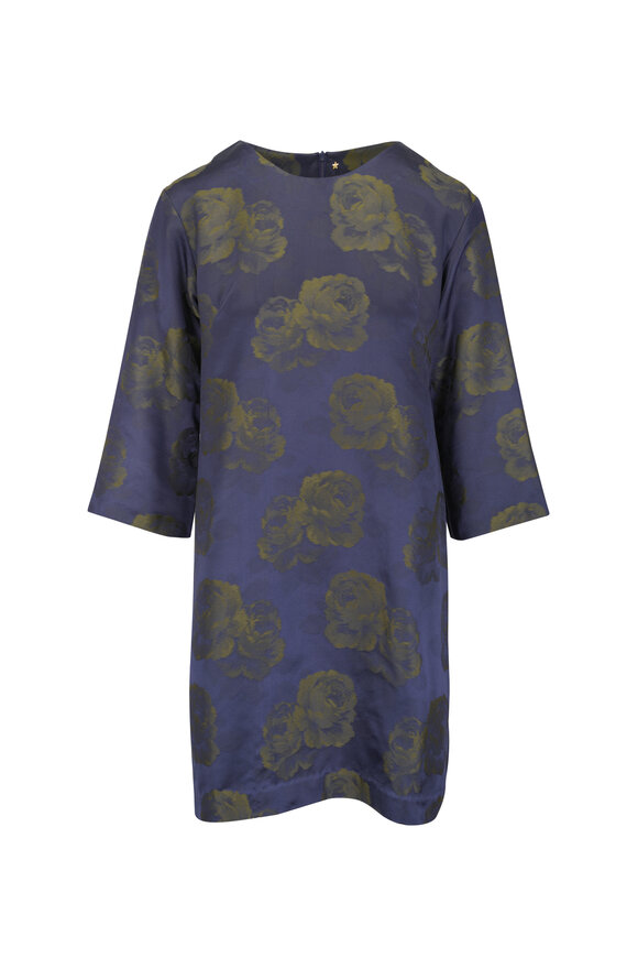 Peter Cohen Olivia Blue Silk Floral Camo Dress - view 1