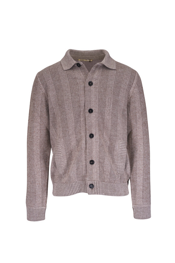 Maurizio Baldassari Taupe Mixed Tonal Stitch Knit Sweater