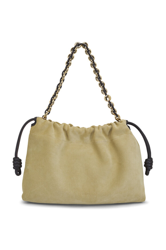 Loewe - Large Flamenco Gold Suede Bag | Mitchell Stores