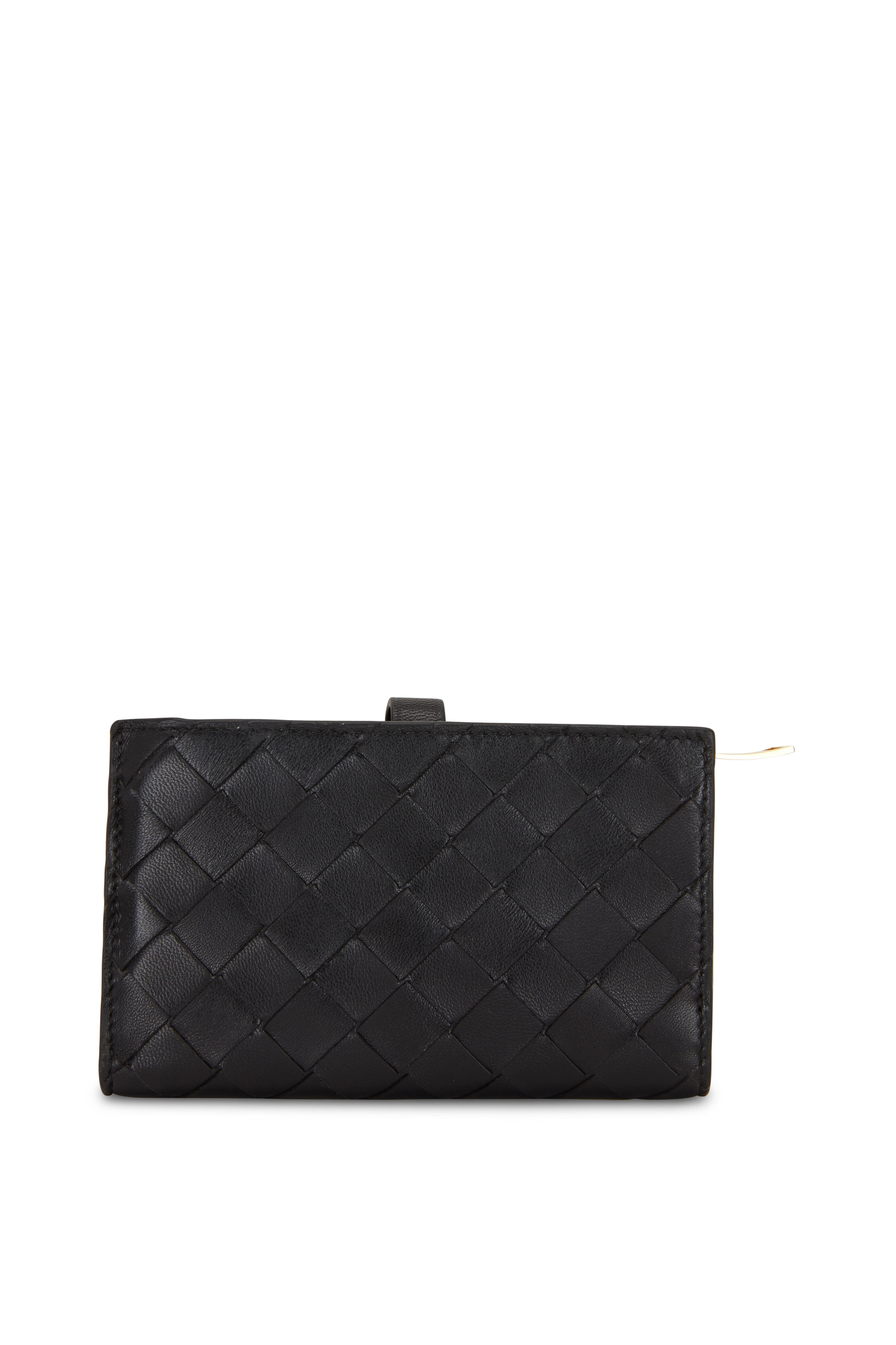 Small Rockstud Calfskin Wallet for Woman in Black