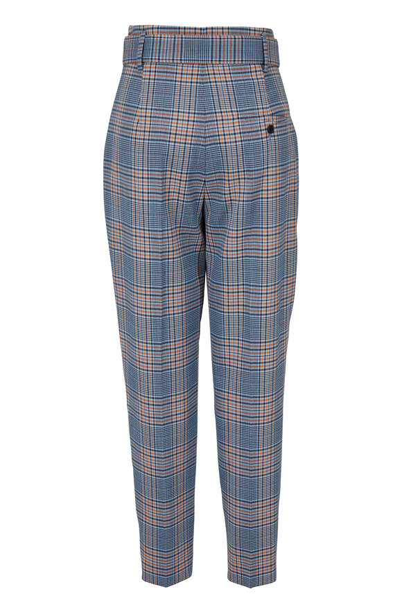 Akris Punto - Fred Blue & Orange Plaid Pant