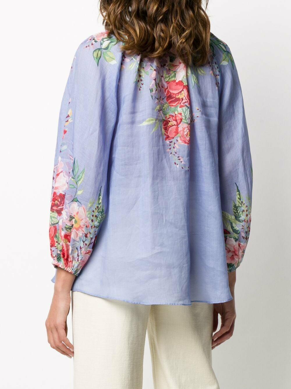 Zimmermann - Bellitude Light Blue Floral Blouse