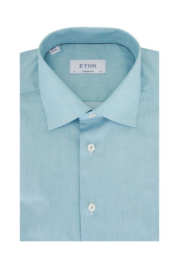 Eton Green Mélange Signature Twill Dress Shirt