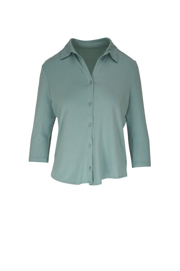 Majestic Aqua Blue Relaxed Fit Button Down 