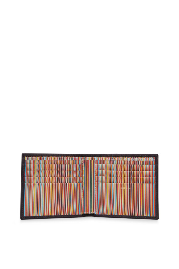 Paul Smith - Black Leather Stripe Graphic Bi-Fold Wallet