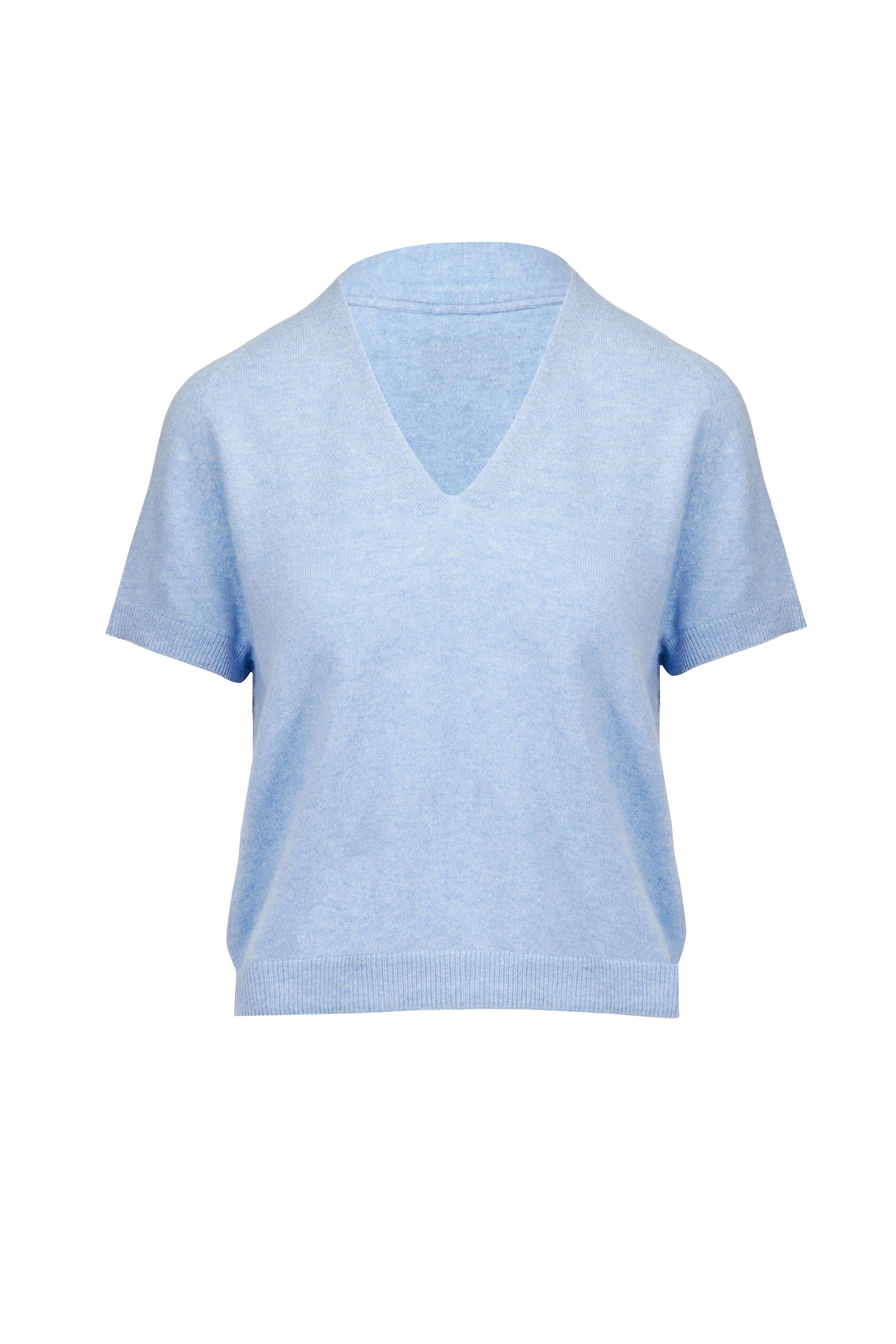 Brochu Walker - Vee Ivy Blue Cashmere T-Shirt - view 1