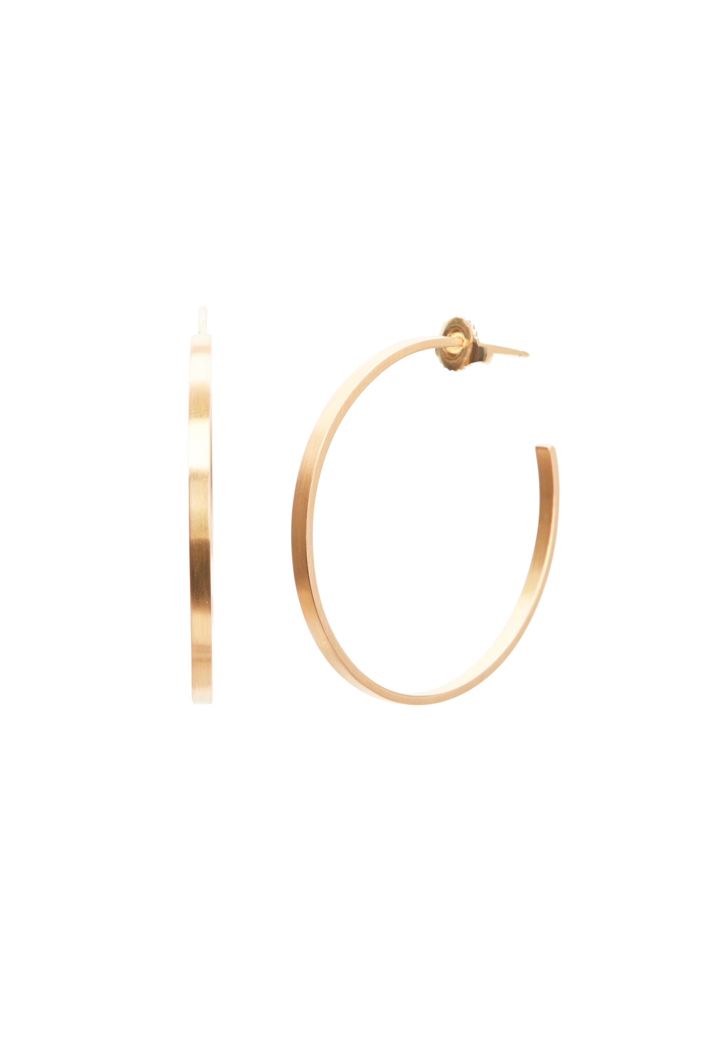 Caroline Ellen Gold Flat Profile Handmade Hoops