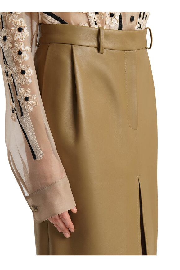 Khaite Anden Golden Ochre Leather Skirt - view 4
