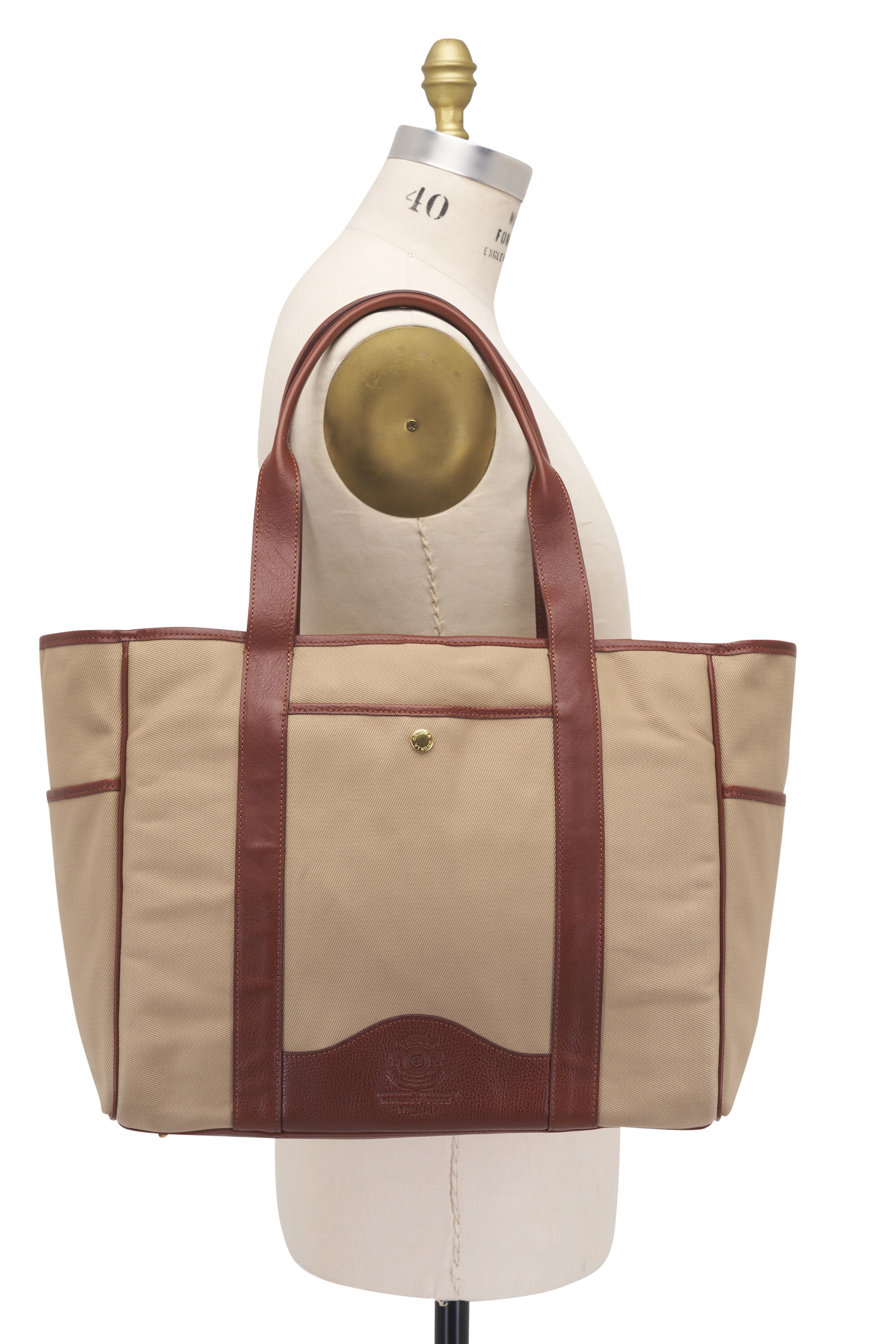 Ghurka - Market Tote No. 294 Khaki Twill & Chestnut Tote