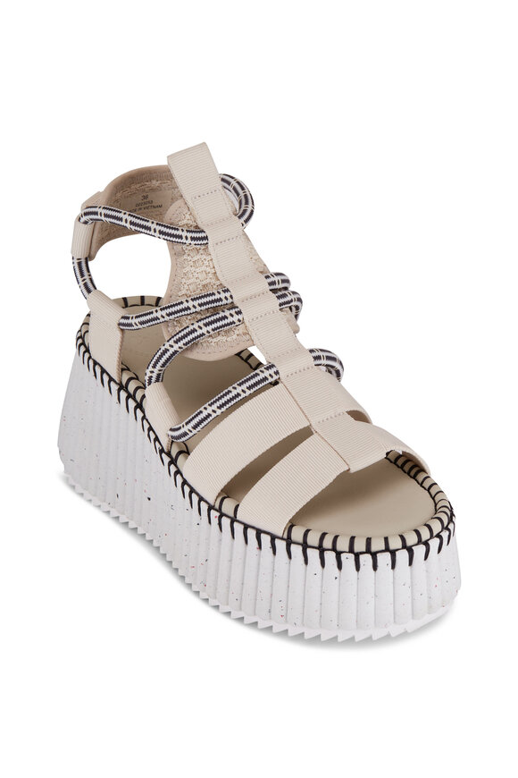 Chloé - Nama Pearly Gray Platform Wedge Sandal, 75mm