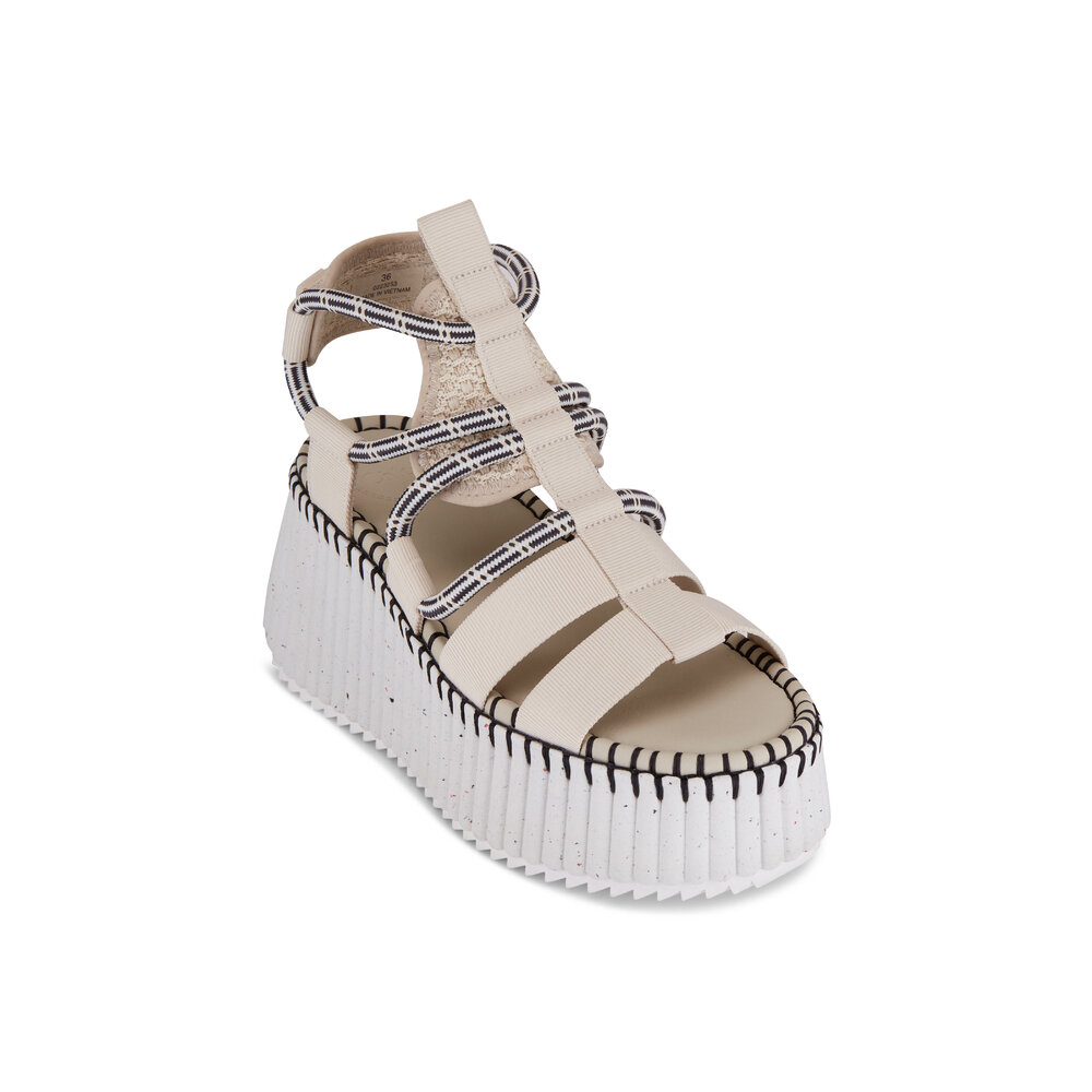 Chloé - Nama Pearly Gray Platform Wedge Sandal, 75mm