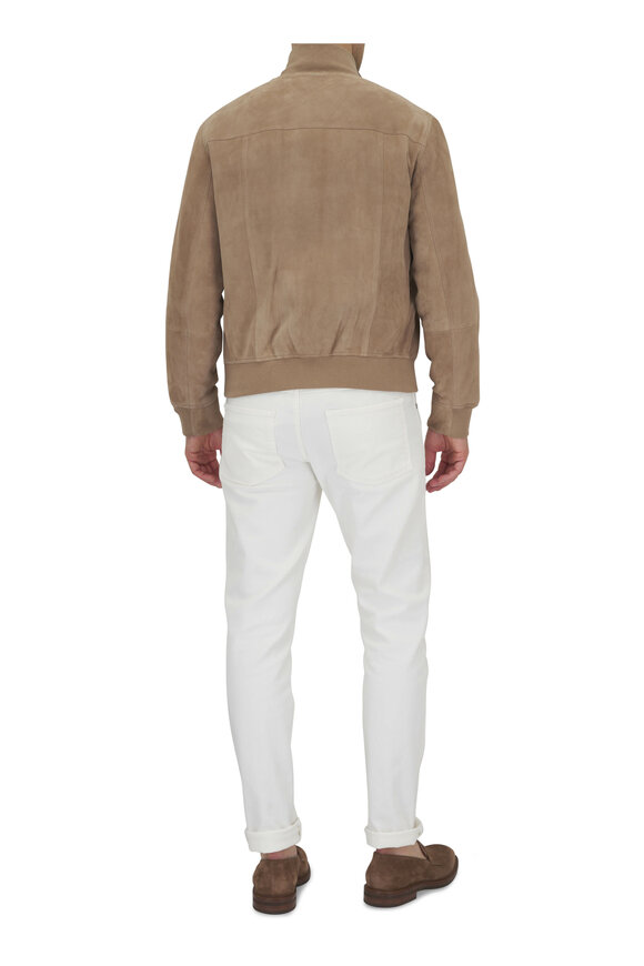 Brunello Cucinelli - Beige Suede Bomber Jacket 