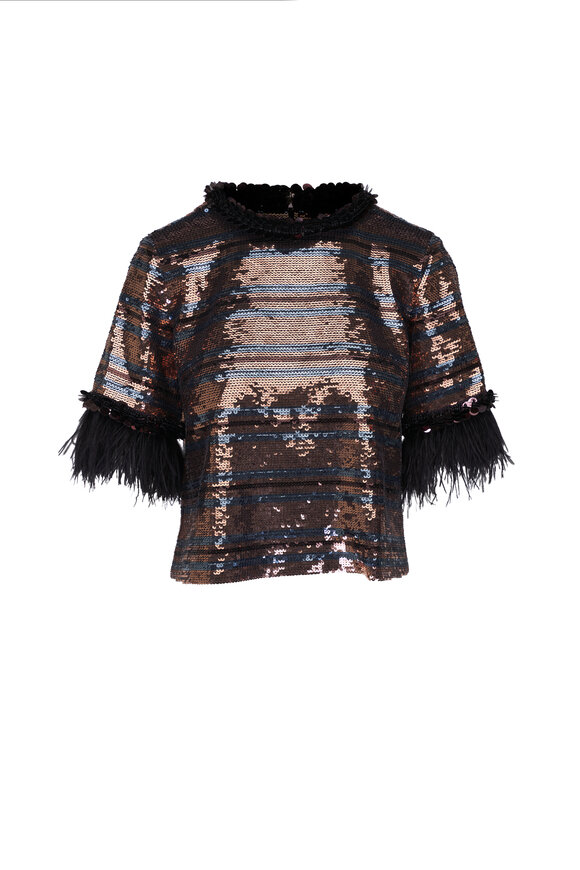 【関税込み】DES PHEMMES SHIRT WITH RHINESTONES Des Phemmes Sequined Cherry Boyfriend Shirt | Neiman Marcus