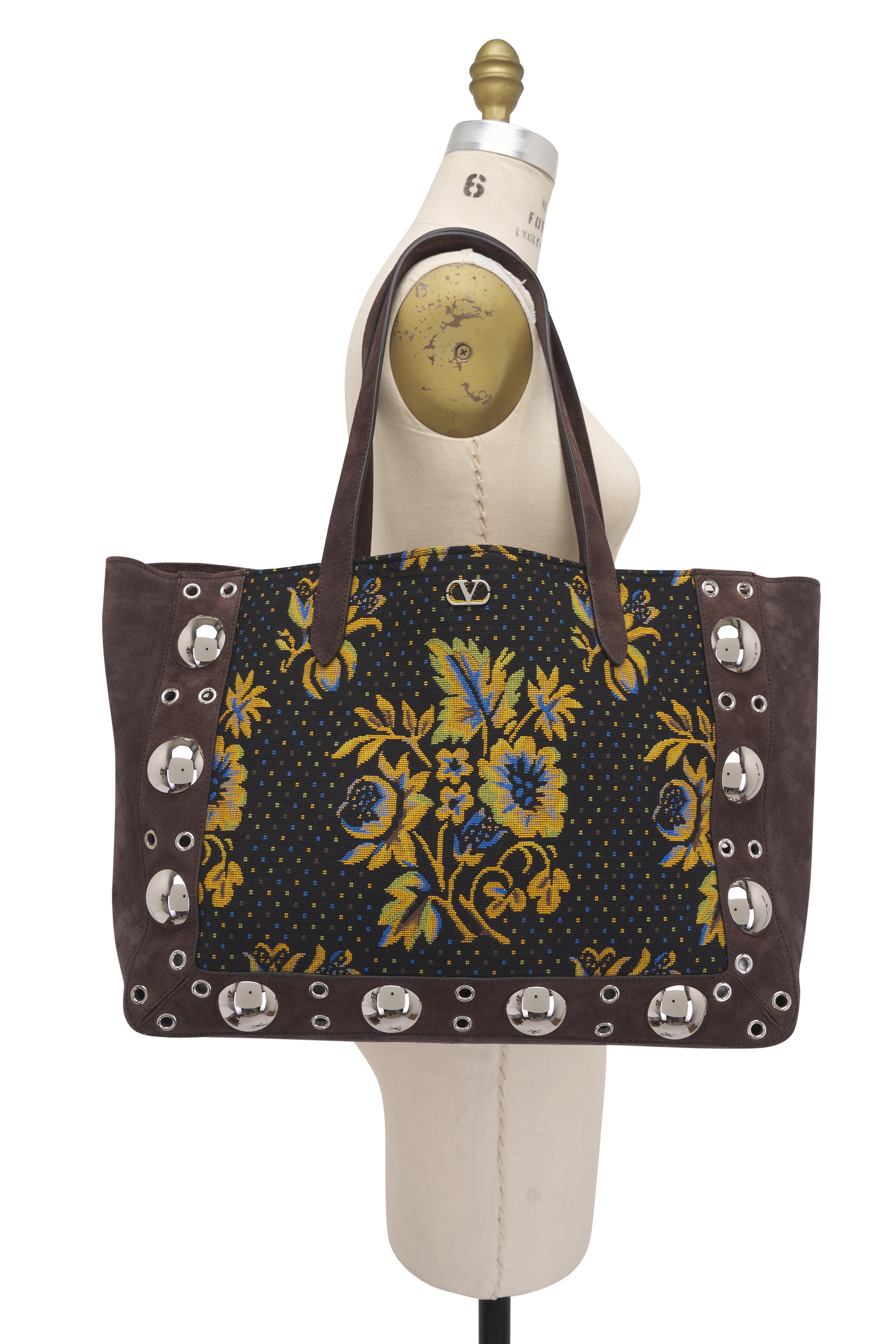 Valentino Garavani - VLogo Plaque Floral Patterned Shopping Tote